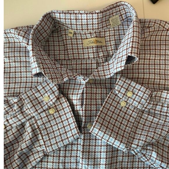 Peter Millar Men’s Button Down Shirt Size XXL Red Blue Checkered Golf Preppy - Picture 3 of 9